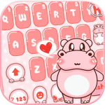 Pink Cute Hippo Teclado